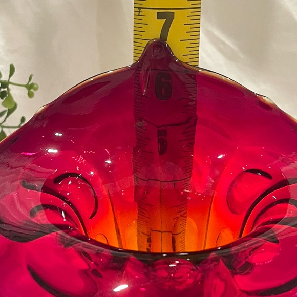 Fenton Ruby Red & Amber “Amberina” Tulip-Shaped Vase / Dish / Centerpiece. EUC - Picture 12 of 12
